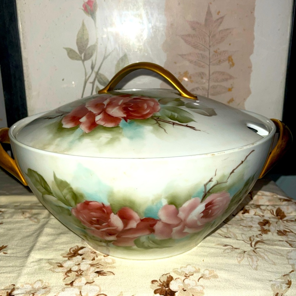 Vintage Hand Painted Soup Bowl Signed by Artist